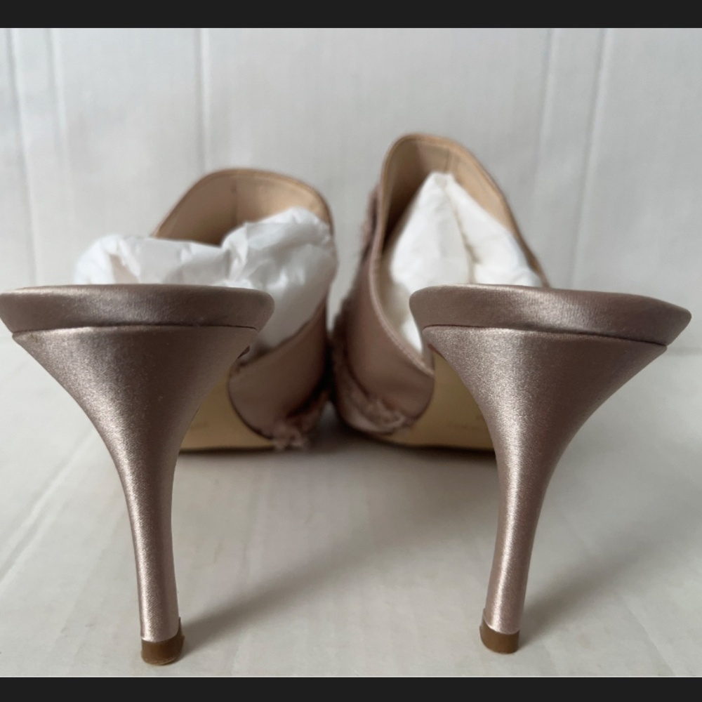 Nine West Macadamia Satin Rhinestone Pointed Toe Mule Heels NWOT - Picture 11 of 11